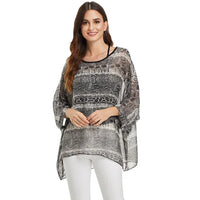 BHflutter White Blouse Shirt Women Fashion Batwing Casual Summer Tops Tees Ladies Print Chiffon Blouses Streetwear Plus Size