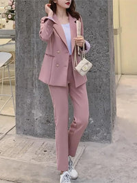 New Fashion Women Blazer Pants Two-Piece Set Office Lady Slim Pants Suits Female Fashion Blazer Suit