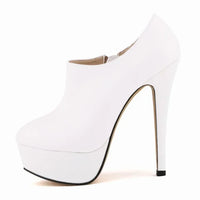 Autumn Winter Women Boots Fashion Sexy Stilettos 14cm Round Toes High Heels Ladies Platform Pumps Leather Party Shoes Large Size