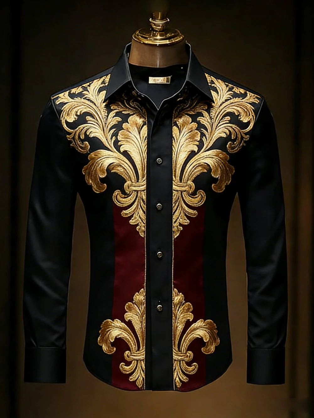 Men's retro gorgeous long-sleeved shirt gold pattern 3D printed shirt Hawaiian vacation wedding party shirt quick-drying for You