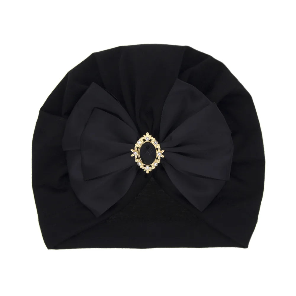 1 Pieces Children Print Baby Hat Kids Cap Newborn Girls Bowknot Diamond Photography Props Spring Autumn Beanie Infant Props