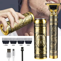 Vintage Rechargeable Shaver Beard trimmer Machine Metal T9 Hair Trimmer Machine Men‘s Professional Electric hair clipper USB