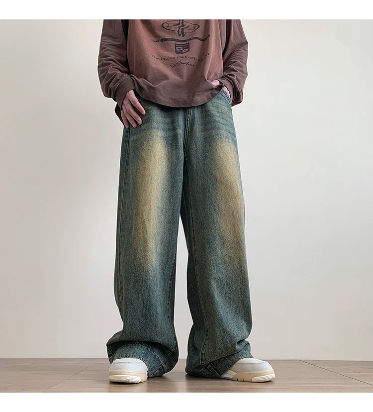 Jeans men Baggy Jeans Straight Casual Distressed Vintage Jean Pants Men Wide-leg Denim Trousers Male Oversize Streetwear Fashion