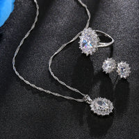 Fashion Blue Crystal Stone Wedding Jewelry Sets For Brides Silver Color Necklace Set For Women African Jewelry Sets & More