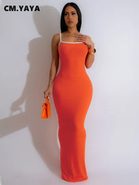 CM.YAYA Women Sleeveless Strapless Long Maxi Dress 2024 Summer Streetwear Beach Evening Sexy Night Club Party Dresses Vestidos