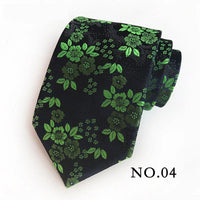 Fashion 8CM Mens Necktie Polka Dot Stripes Paisley Ties For Man Jacquard Woven Ascot Green Color Business Party Accessories