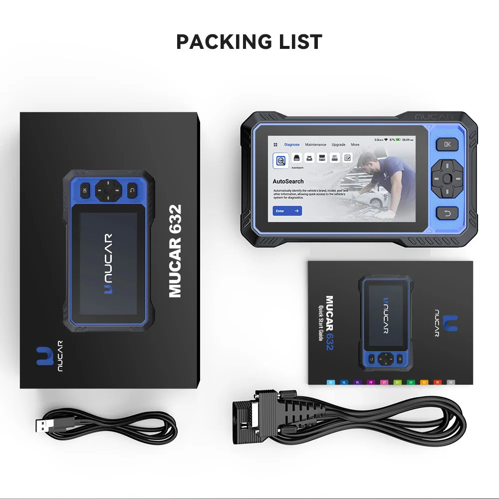 MUCAR 632 OBD2 Diagnostic Tool AI Assisted Bi-directional CANFD Protocal ECM/TCM/ABS/SRS Diagnosis 15 Reset Lifetime Free Update