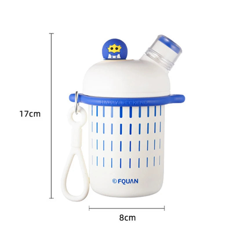 Cartoon Cute Stainless Steel Insulation Water Bottle Outdoor Double Drink Thermos Cup Portable Children Vacuum Straw Thermal Cup