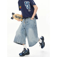 Men's Wide Leg Denim Cropped Jeans Casual Stretchy Comfortable Summer Streetwear Loose Fit S-XXXL Trendy Seven-Pants