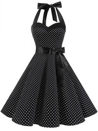 Elegant Women Pink Polka Dot Dress Summer Robe Hepburn 1950s 60s Vintage Sexy Halter Rockabilly Retro Party Dresses 2026 Vestido
