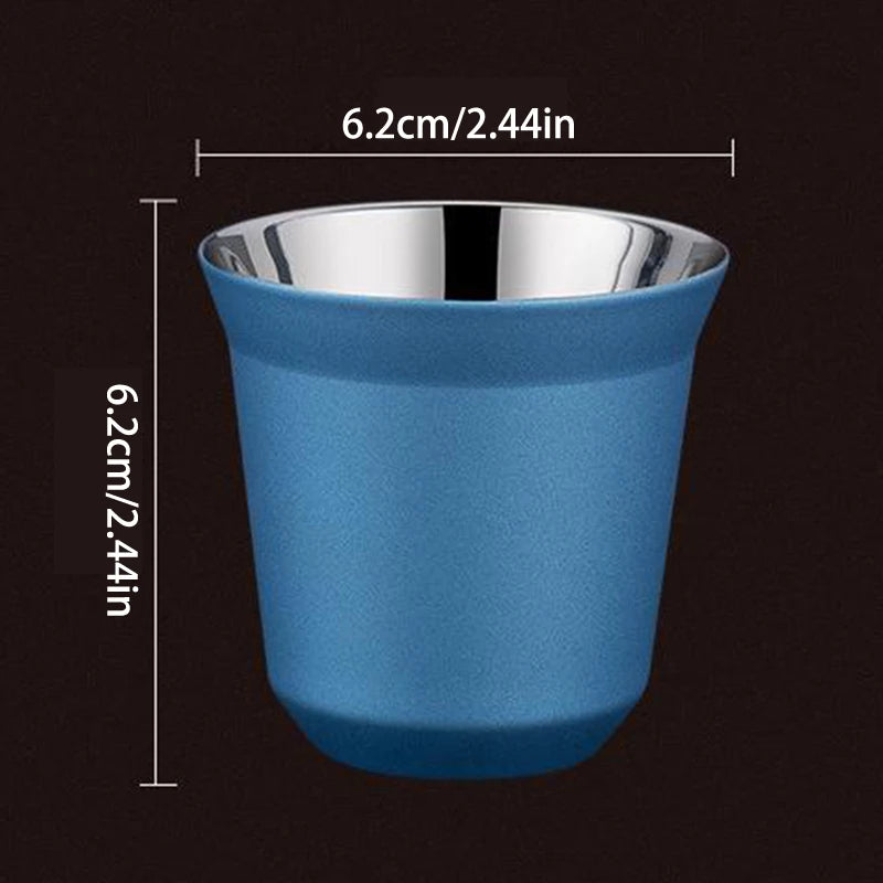 304 Stainless Steel Double-layer Coffee Cup Insulated Tea Cup Beer Cup Painted Espresso Cup Outdoor Portable Capsule Coffee Cup
