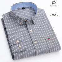 New in shirt Plus size 7xl 100%cotton Oxford long-sleeve shirts for man slim fit formal plain shirt plaid office elegant clothes