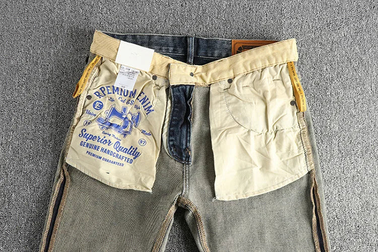 Embroidered Retro Jeans Men's High-End Quality Men's Clothing Slim-Fitting Small Straight Fashionable All-Match Youth Trousers