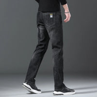 Jeans men straight tube loose 2024 autumn new item business elastic men's versatile casual pants trendy brand long pants men