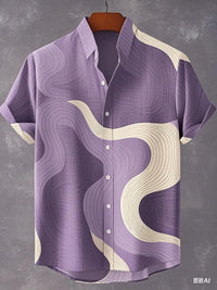 Chemise à manches longues et col montant pour homme, nouvelle collection printemps-automne, imprimée en 3D, rayures irrégulières