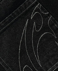 90s Retro Street Embroidery Jeans Male  R&B Solid Color Loose Straight Pants Female Y2K Harajuku Hip Hop  Punk Style  Men Jeans