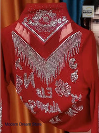 French style high-grade rhinestone bottoming shirt women's spring and autumn new slim semi-high collar versatile bottoming shirt