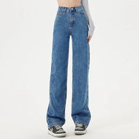2024 Women High Waist Oversized Loose Mom Jeans Lady Streetwear Denim Y2k Straight Leg Pants Girls Blue Baggy Wide Leg Trousers