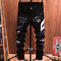 2025 new men's printing  jeans slim fit jeans men Fashion Classic Denim Skinny Jeans Male men's casual High Quality Trousers