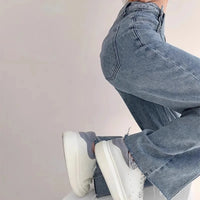 High-waisted Jeans Women's Loose-fit Straight-leg Trousers Draped Wide-leg Denim Pants