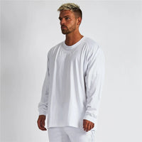 Oversized Loose Long Sleeve T Shirt Mens Fashion Streetwear Hip Hop Fitness T-shirt Spring Plian Gym Clothing Workout Tshirt