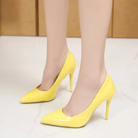 Plus Size Women Shoes 2023 Summer New Candy Colors Pumps Sexy Pointed Toe Patent Leather Women's High Heels Elegant Dress Shoes