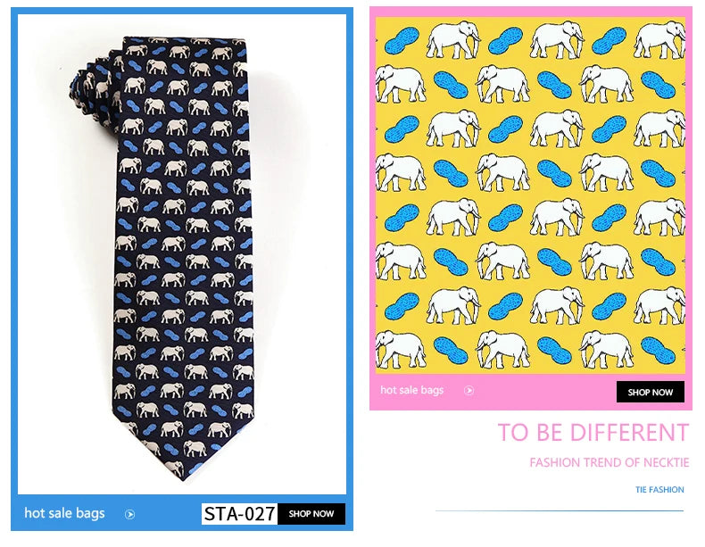 Tailor Smith 100% Silk Ties For Men Handmade Necktie With Animal Pattern Tie Father's Day Birthday Gift Tie