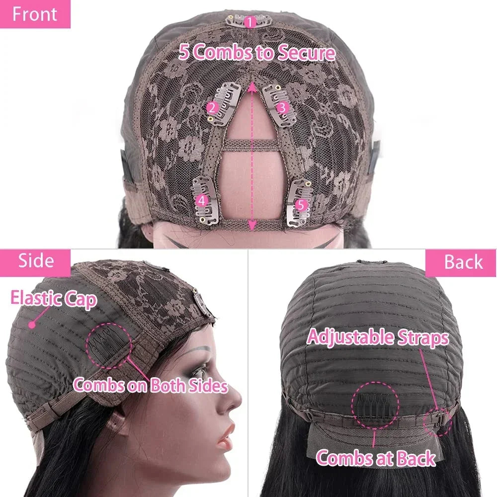 Pre Plucked Body Wave Hair Wig 16-36 Inch 100% Human Hair Wig V Part Machine Made Wigs 180 200 Density For Women