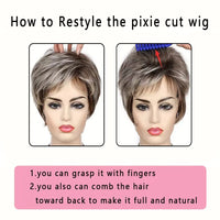 Short Synthetic Wig for Women Mixed Brown And Blonde Hair with Bangs Easy Care Non-Damaging Hairpiece
