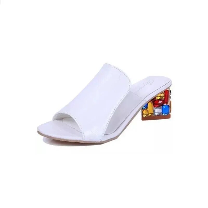 Women's Slippers Fashion Crystal Shoes High Heel Open Toe