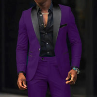 Men's New Fashion Business Casual Two-piece, Comfortable and Breathable Slim-fit Side Slit Single-button Suit Jacket+trousers