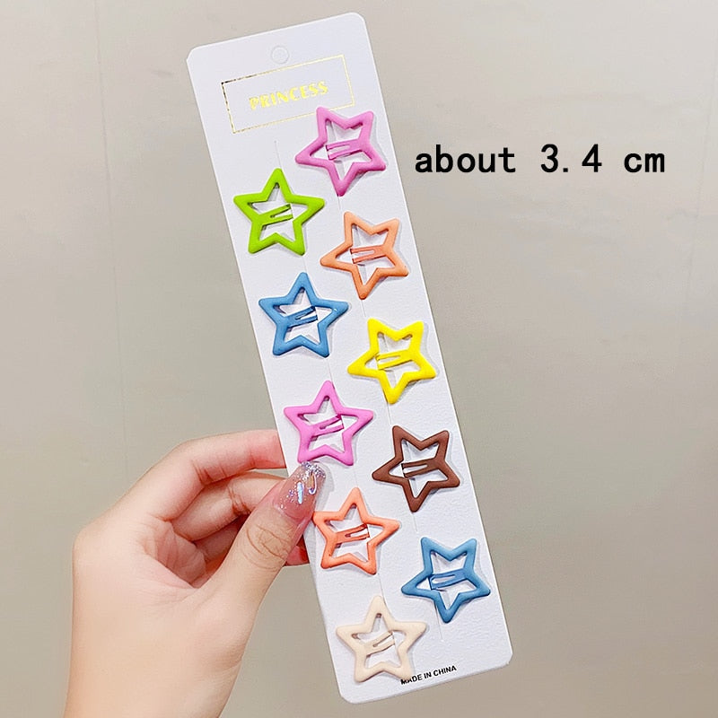 10pcs/set Cute Colorful Star Waterdrop Shape Hair Clips For Girls Children Lovely Hair
