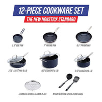 12 Piece Kitchen cooking pots set Ceramic Nonstick Cookware Set, Dishwasher Microwave Safe Frying pans,soup/stock pots
