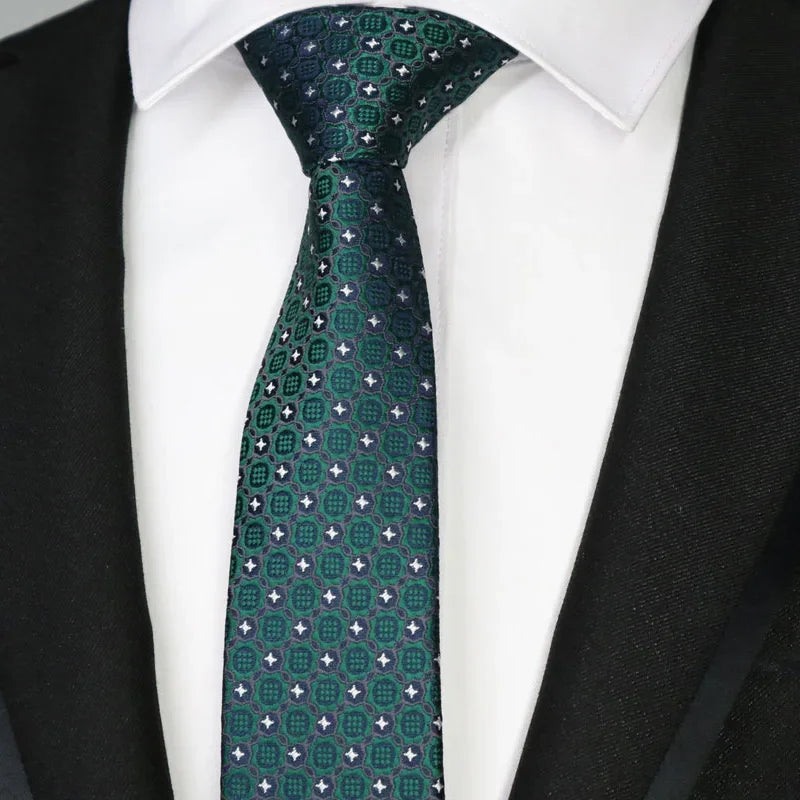 New Slim Narrow Skinny 6CM Mens Necktie Neck Ties For Man Plaids Polka Dot Striped Jacquard Cravat Business Party Corbatas