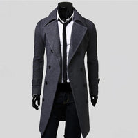 Autumn Winter Long Trench Coat Double-breasted Solid Color Mid-Length Windproof Thick British Slim Jacket gabardina hombre