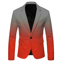 Men's Spring and Autumn New British Fashion Solid Color Suit Jacket, Casual Single-button Lapel Slim Spell Color Suit Jacket