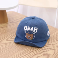 Korean Cute Baby Hat With Ears Cartoon Bear Embroidery Cotton Baseball Cap For Boys Girls Spring Summer Adjustable Kids Sun Hats