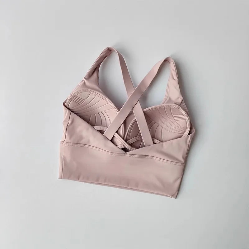 Women's High-Intensity Shock-proof All-in-one Sports Bra for Running Yoga Fitness Professional Huddle Top for All Seasons
