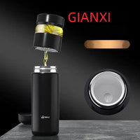GIANXI Portable 500ML Black Water Bottle Home Stainless Steel Thermos Bottle Drink Items Vacuum Flasks Filterate Coffee Cup