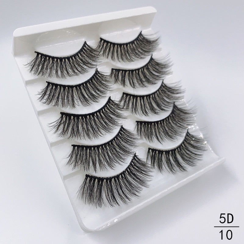 5 Pairs Faux Mink Eyelashes Fluffy Wispy Long Dramatic False Lashes Thick Volume Fake Eyelashes Natural Soft Extension Eyelash