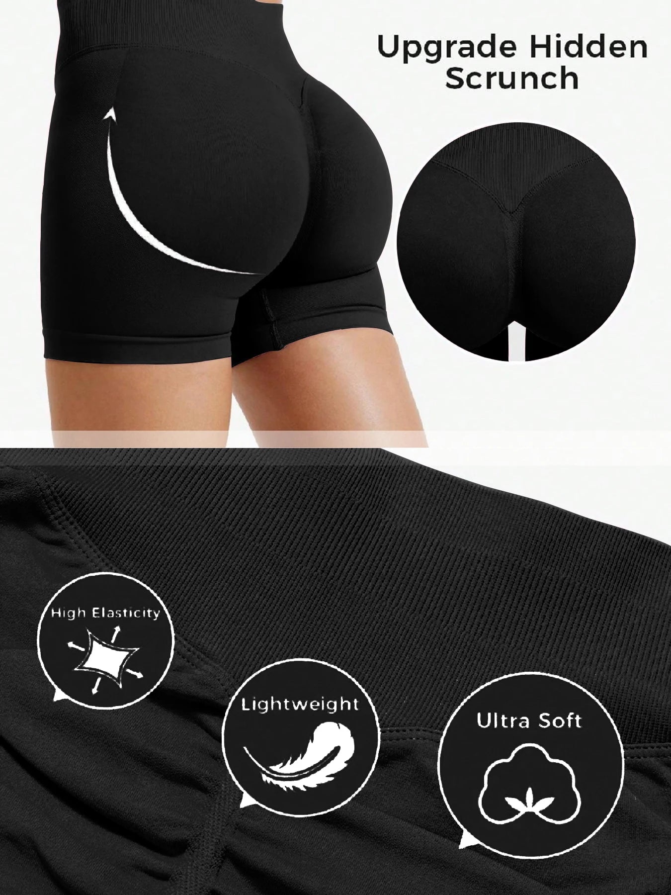 High stretch hip lifting fitness yoga shorts with peach hips and no awkward lines, Pilates medium intensity training shorts