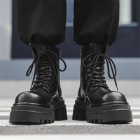 Boots for Men Fad Thick Sole Tooling Boots Men's High Quality Ankle Boots Outdoor Comfort Versatile Locomotive Boot Botas Hombre