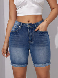 2024 Summer New High Waist Ripped Denim Shorts For Women Fashion Stretch Skinny Knee Length Jeans Shorts Casual Female Clothing