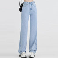 2024 Women High Waist Oversized Loose Mom Jeans Lady Streetwear Denim Y2k Straight Leg Pants Girls Blue Baggy Wide Leg Trousers