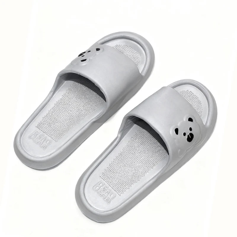 Summer Cartoon Bear Indoor Slippers for Women Lightweight Soft EVA Slides Woman Comfort Home Bathroom Non Slip Slippers