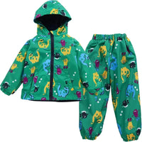 Children's Clothing Sets Cartoon Raincoat Suit Girls Boys Sets Waterproof Top and Pants 2pcs For Kids Hooded Jacket And Trousers