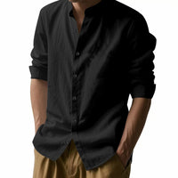 Mens Casual Long Sleeve Cotton Shirts Buttons Down Solid Plain Sleeve Summer Beach Shirts Lightweight Streetwear