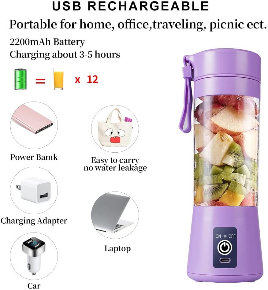 Portable Electric Juicer Cup USB Rechargeable Handheld Smoothie Blender Fruit Mixers Milkshake Maker Machine Food Grade Stirring