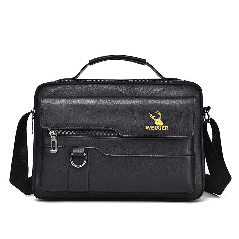 WEIXIER PU Leather Bag Men's Handbag Vintage Messenger Bag Men
