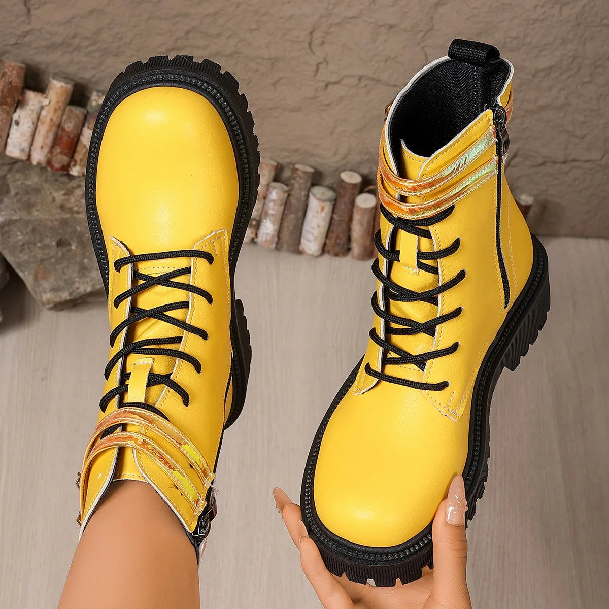 Booties Fashion British Platform Retro Casual Comfort Round Toe Boots for Women
